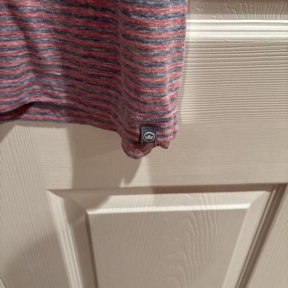 Peter Millar Men’s XL 1/4 Button Polo Short Sleeve Shirt Red/Grey Striped - Picture 2 of 7